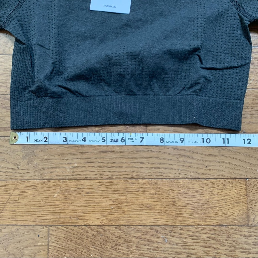 Gymshark Womens Vital Seamless 2.0 Long Sleeve Crop Top | M | Black Marl NEW!! - Picture 10 of 13